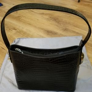 Vicenza Vintage Black Alligator Print Purse